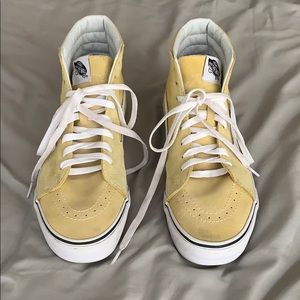 Yellow high top Vans